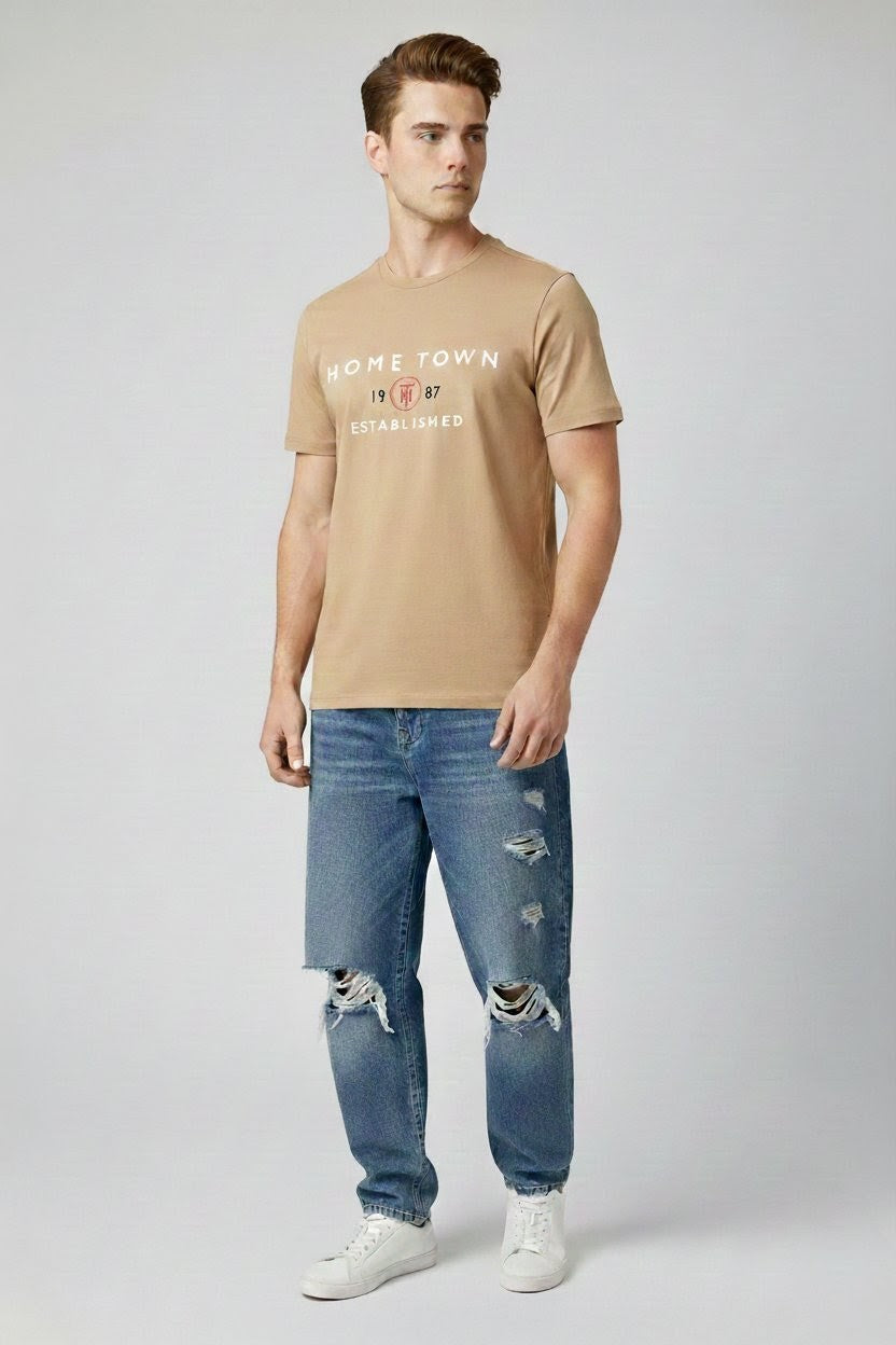 Home Town Statement T-Shirt - Beige