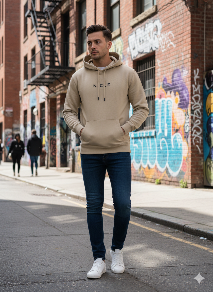 Nicce Centre Logo Hood - Beige
