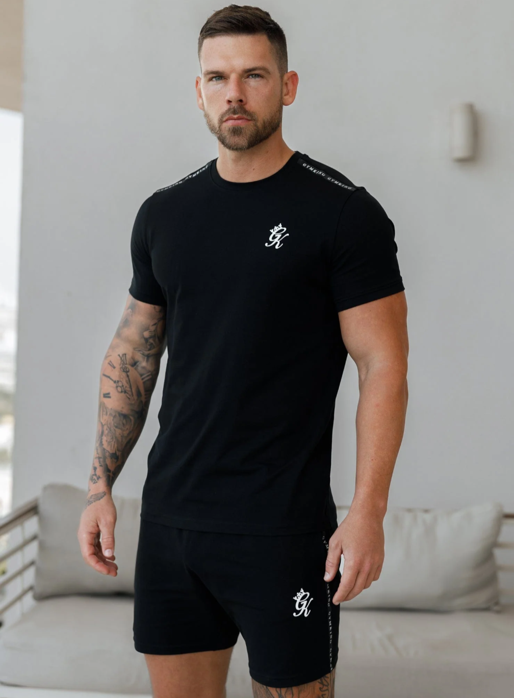 Gym King Taped Jersey T-Shirt - Black