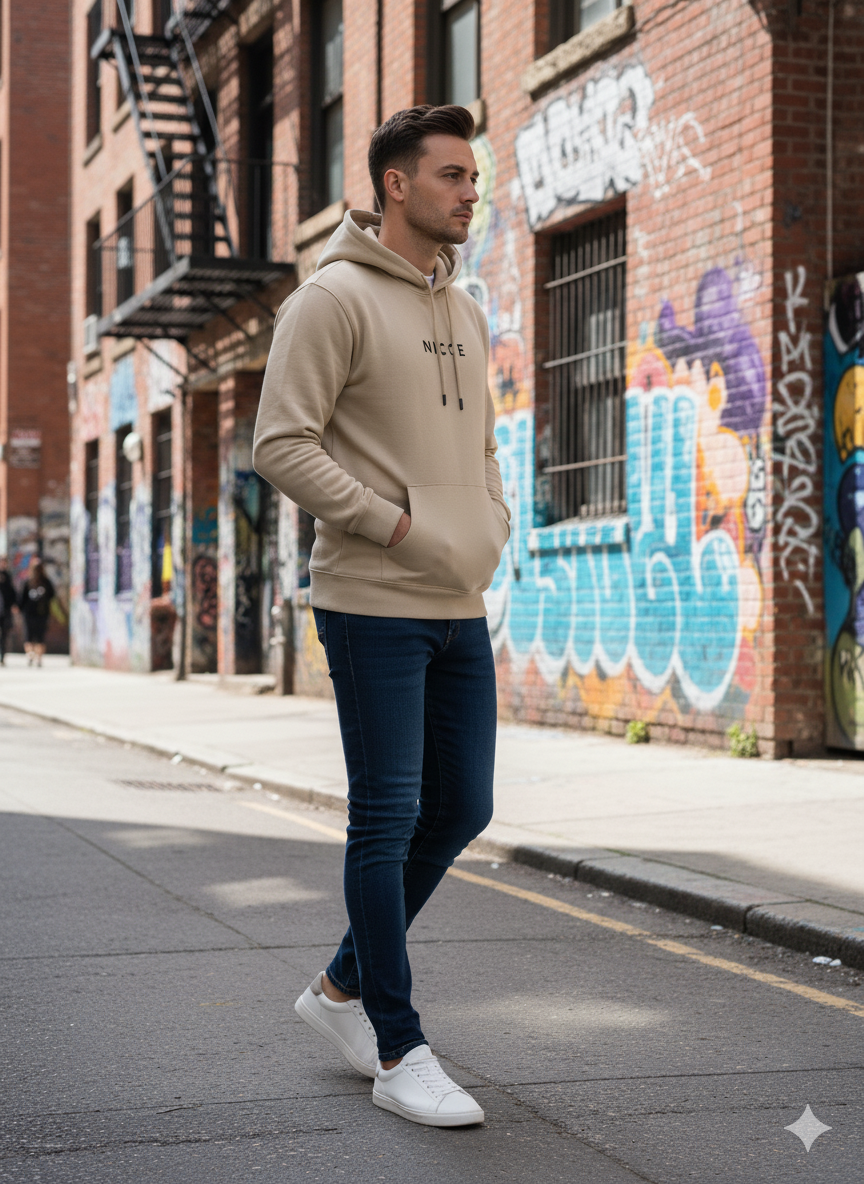 Nicce Centre Logo Hood - Beige