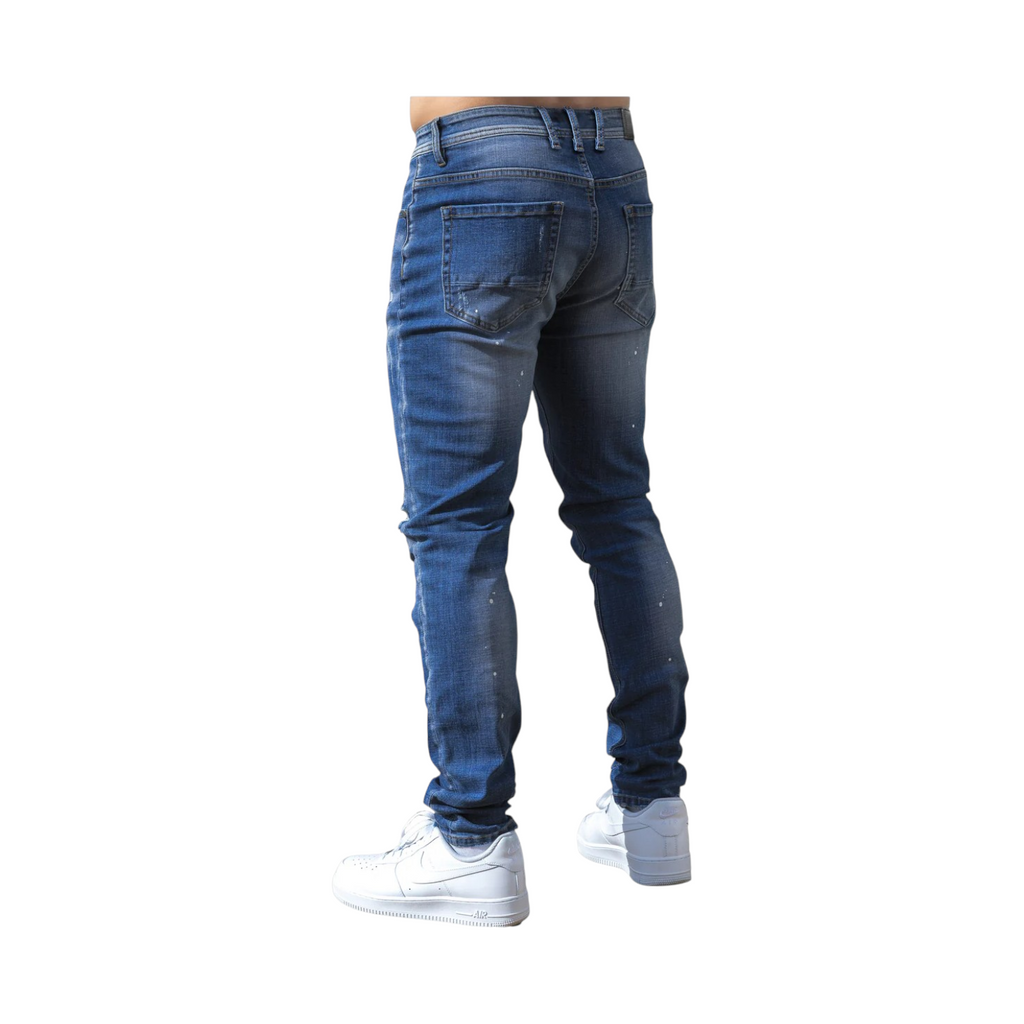 Enzo Slim Fit Ripped Jeans - Stone