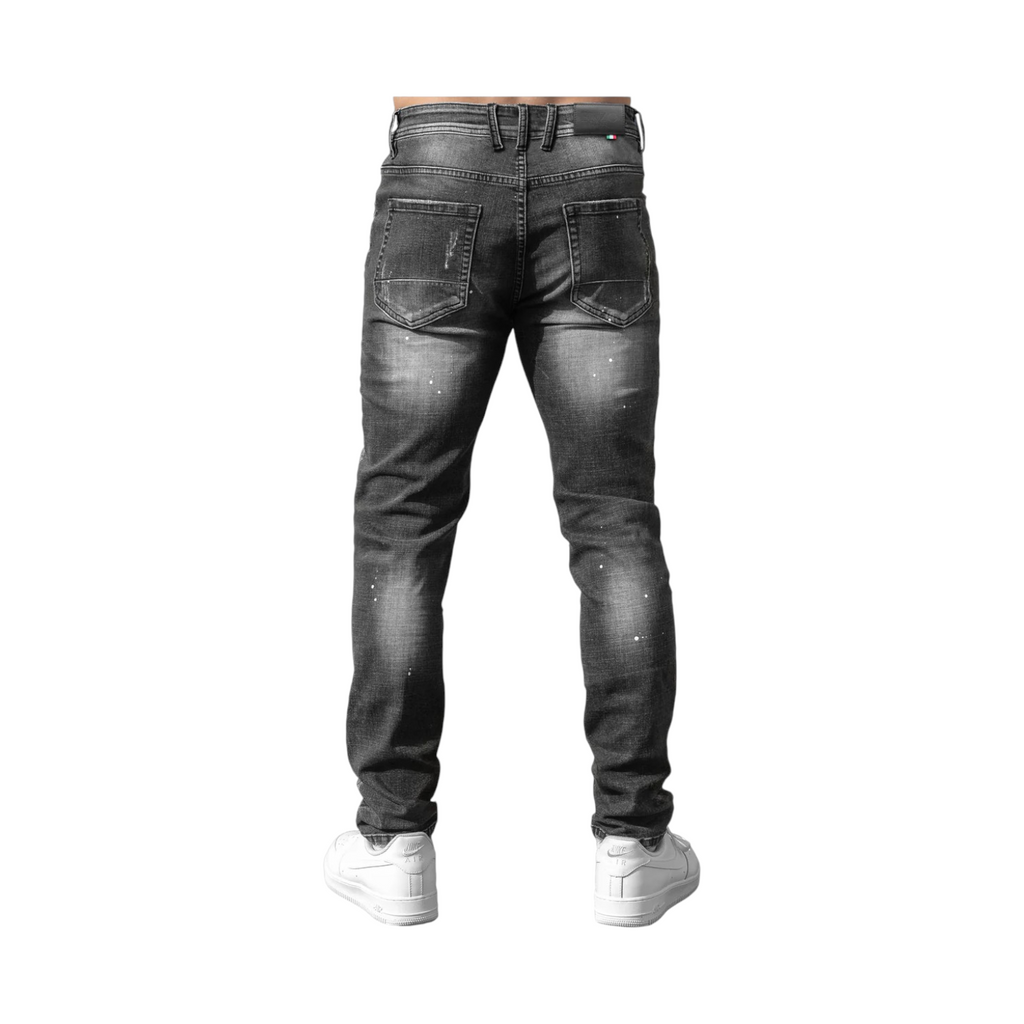 Enzo Slim Fit Ripped Jeans - Grey
