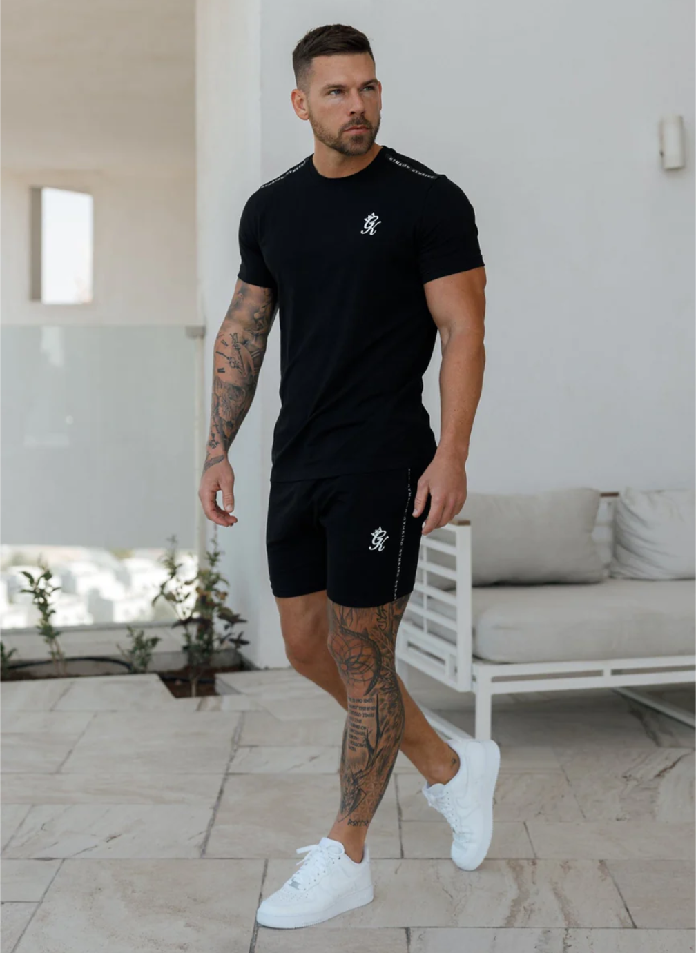 Gym King Taped Jersey T-Shirt - Black
